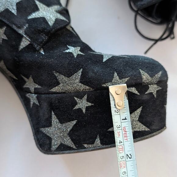 Saint Laurent Candy Suede Star Lace-up Ankle Platform Boots, size EU38/US8 - Picture 8 of 11